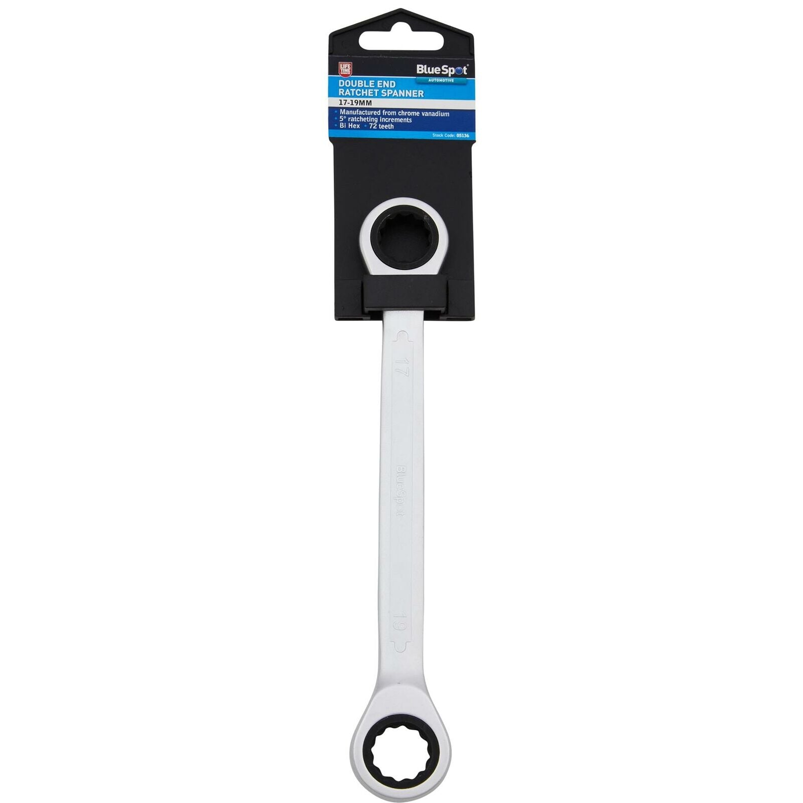 BlueSpot Double Ended Wrench Ratchet Spanner 17mm-19mm Fully polished 72 Teeth BlueSpot Double Ended Wrench Ratchet Spanner 17mm-19mm Fully polished 72 Teeth