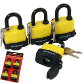 Neilsen 4pc Waterproof 40mm Steel Shackle Outdoor Security Padlock & Keys Alike