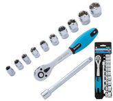 Bluespot 12 Pc Metric Socket 3/8" Drive Ratchet Extention Bar Set 10mm to 24mm