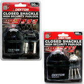 Dekton High Security Closed Shackle Padlock Steel Chain Lock 4 Keys 50mm - 60mm