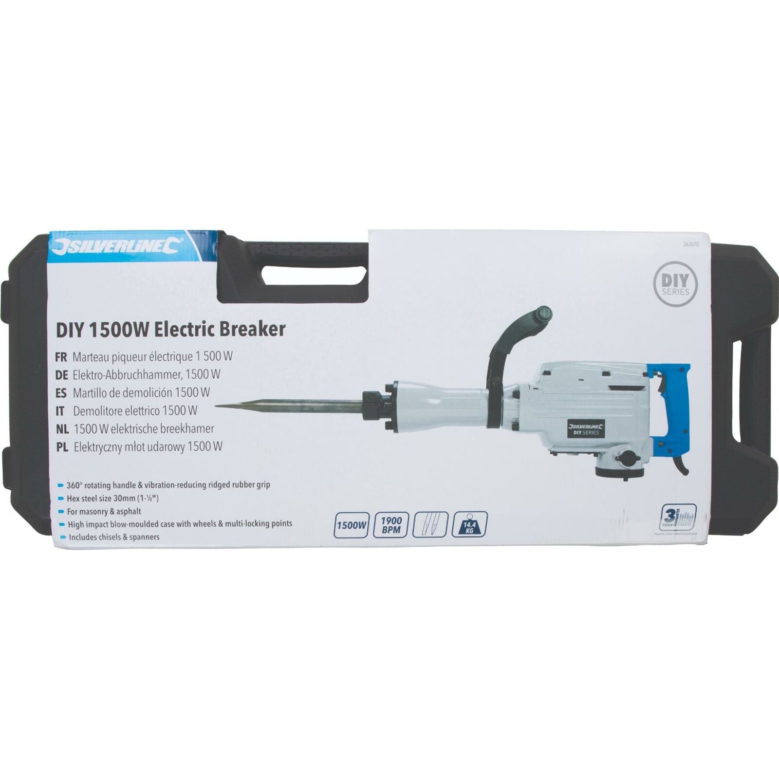 Silverline Electric Demolition Jack Hammer Drill Concrete Breaker Chisel 1500w Silverline Electric Demolition Jack Hammer Drill Concrete Breaker Chisel 1500w
