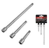Dekton 3pc Socket Extension Bar Set 1/4 Ratchet Drive 50, 75 & 150mm Long Tool
