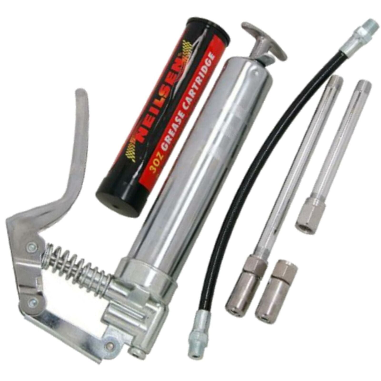 Neilsen Manual Grease Gun Lever Pistol Grip 120cc Cartridge Type Flexi Hose Neilsen Manual Grease Gun Lever Pistol Grip 120cc Cartridge Type Flexi Hose