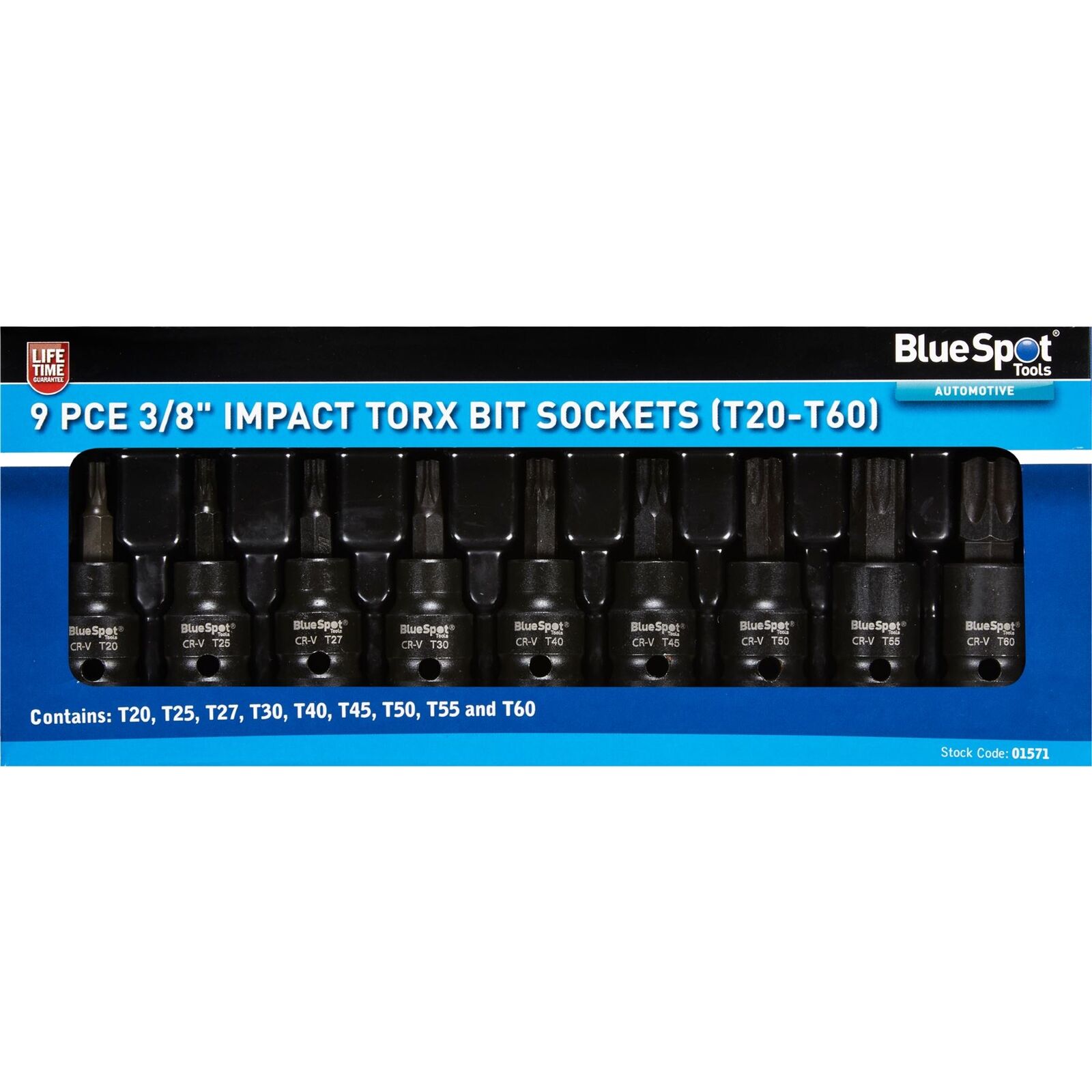 BlueSpot Impact Key Torx 3/8" Drive Bit Socket Set T20 ? T70 Bits 9pc BlueSpot Impact Key Torx 3/8" Drive Bit Socket Set T20 ? T70 Bits 9pc