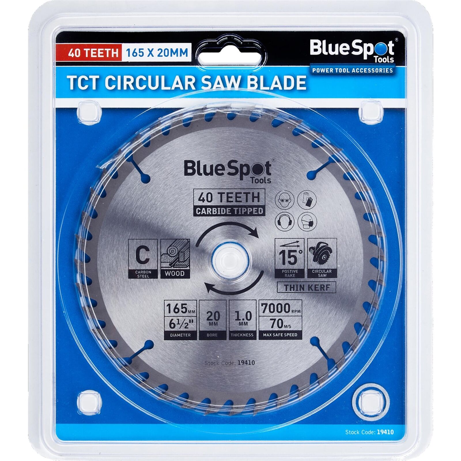 BlueSpot 165mm Tct Circular Mitre Saw Blade Blades 20mm Bore 40 Teeth BlueSpot 165mm Tct Circular Mitre Saw Blade Blades 20mm Bore 40 Teeth