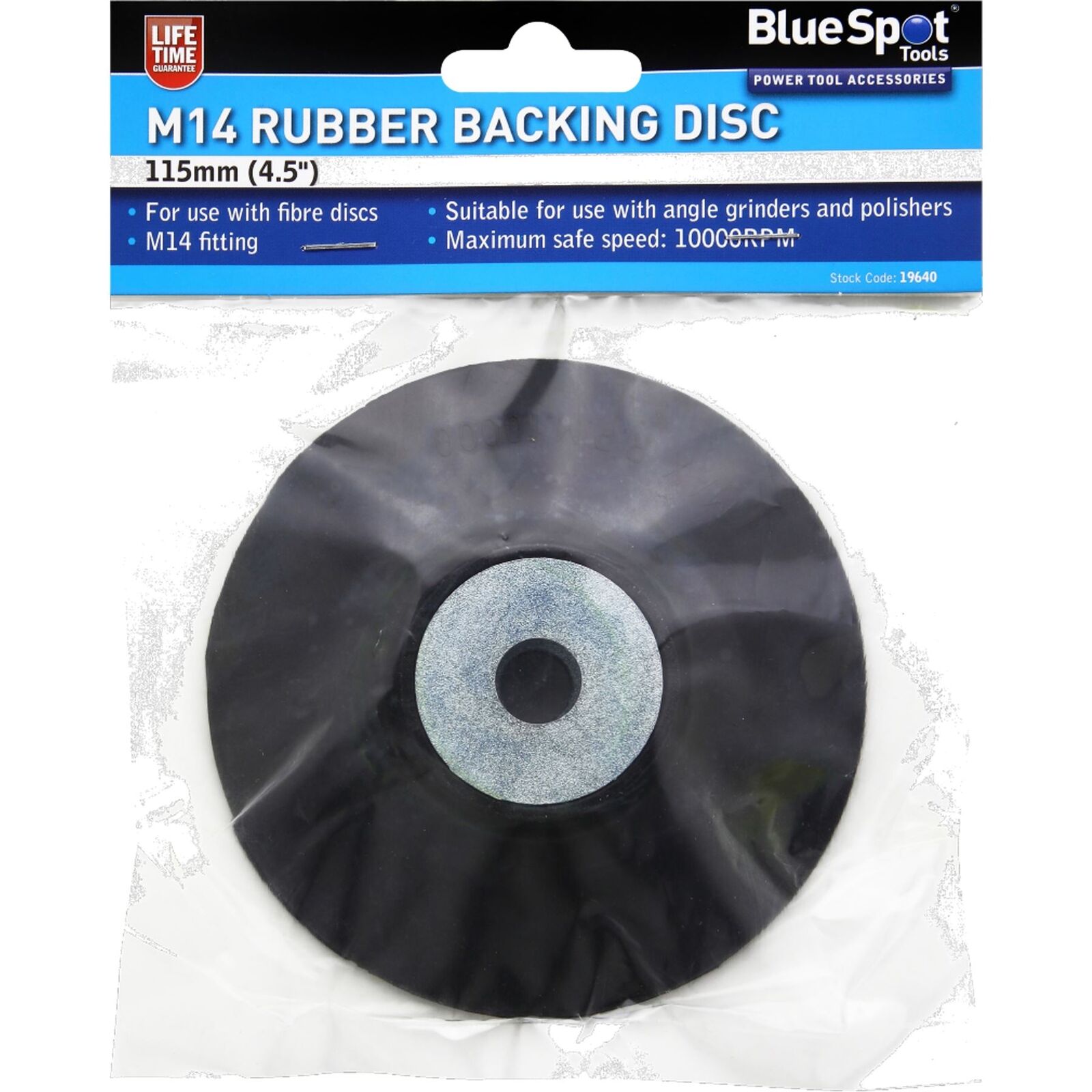 BlueSpot Grinder Backing Pad M14 Thread Black Rubber Plate Disc 115mm 4 1/2" BlueSpot Grinder Backing Pad M14 Thread Black Rubber Plate Disc 115mm 4 1/2"