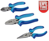 3Pc Soft Grip Combination Pliers Set Long Nose Cutters Side Cutting Plier