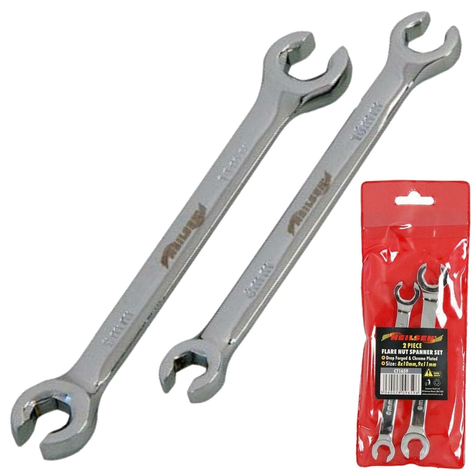 Neilsen Flare Nut Wrench  Open-Ended Brake Pipe Spanner Set 9mm, 8mm, 10mm, 11mm Neilsen Flare Nut Wrench  Open-Ended Brake Pipe Spanner Set 9mm, 8mm, 10mm, 11mm