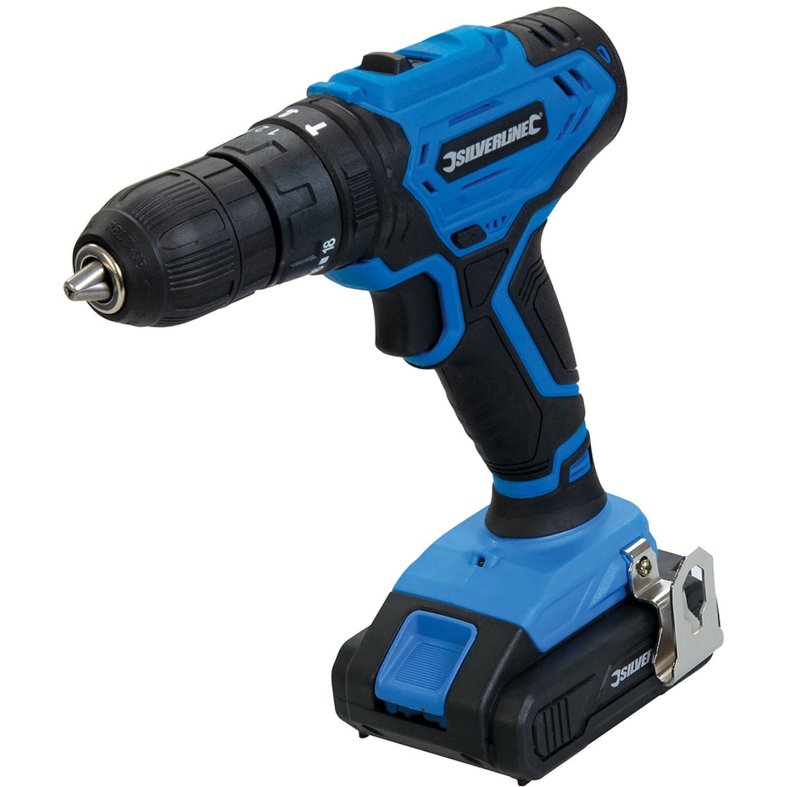Silverline 18V Electric Combi Hammer Drill Keyless Chuck Li-Ion Battery Silverline 18V Electric Combi Hammer Drill Keyless Chuck Li-Ion Battery