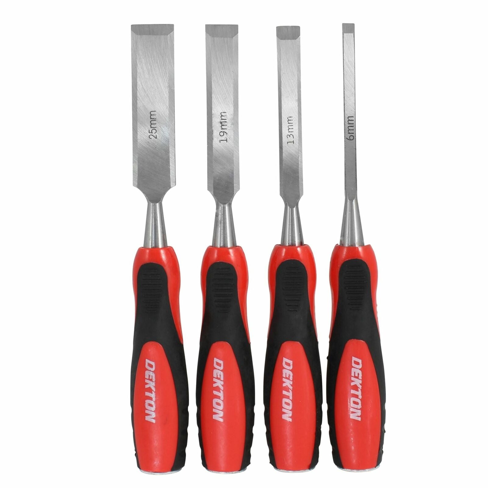 Dekton 4pc Wood Chisel Set Woodworking Carpentry Bevel Edge  6mm 13mm 19mm 25mm Dekton 4pc Wood Chisel Set Woodworking Carpentry Bevel Edge  6mm 13mm 19mm 25mm