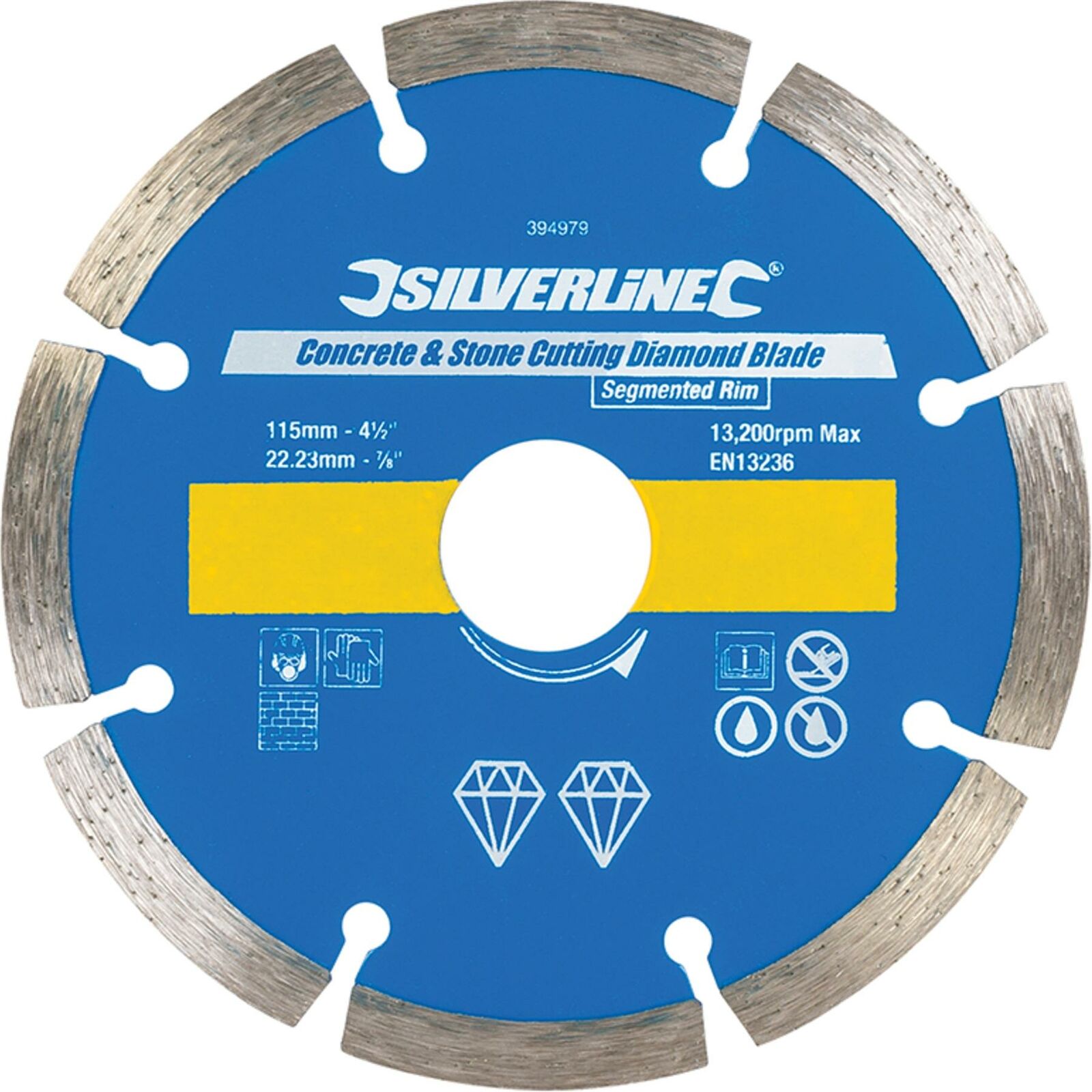 Silverline Concrete and Stone Cutting Diamond Segmented Rim Blade 115 x 22.23mm Silverline Concrete and Stone Cutting Diamond Segmented Rim Blade 115 x 22.23mm