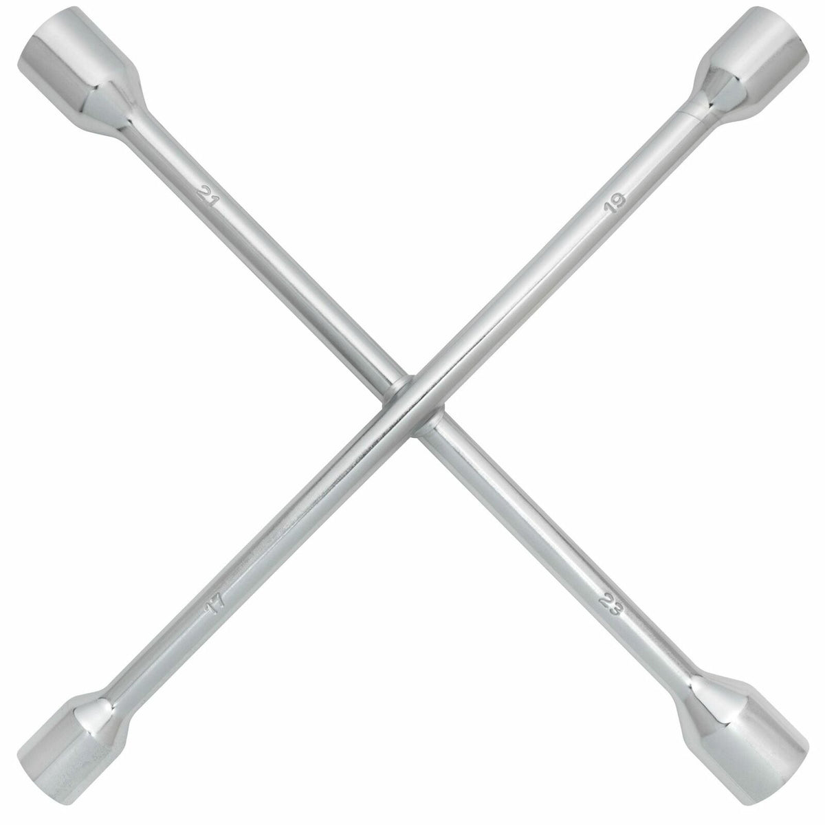 BlueSpot Wheel Brace 4 Way Cross Wrench Spanner Nut Socket 17mm 19mm 21mm & 23mm