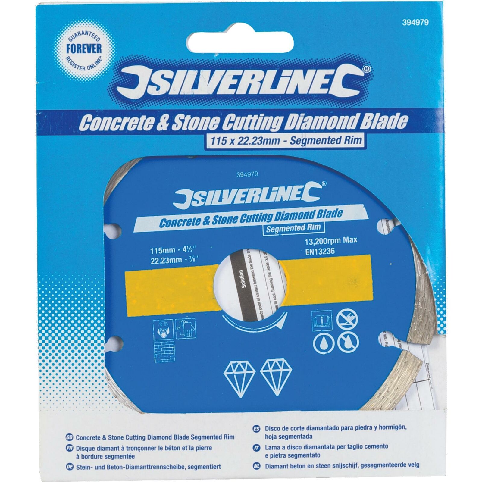 Silverline Concrete and Stone Cutting Diamond Segmented Rim Blade 115 x 22.23mm Silverline Concrete and Stone Cutting Diamond Segmented Rim Blade 115 x 22.23mm