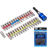 BlueSpot 32pc Mixed Colour Coded Screwdriver Bit Set Phillips Pozi Torx 25mm