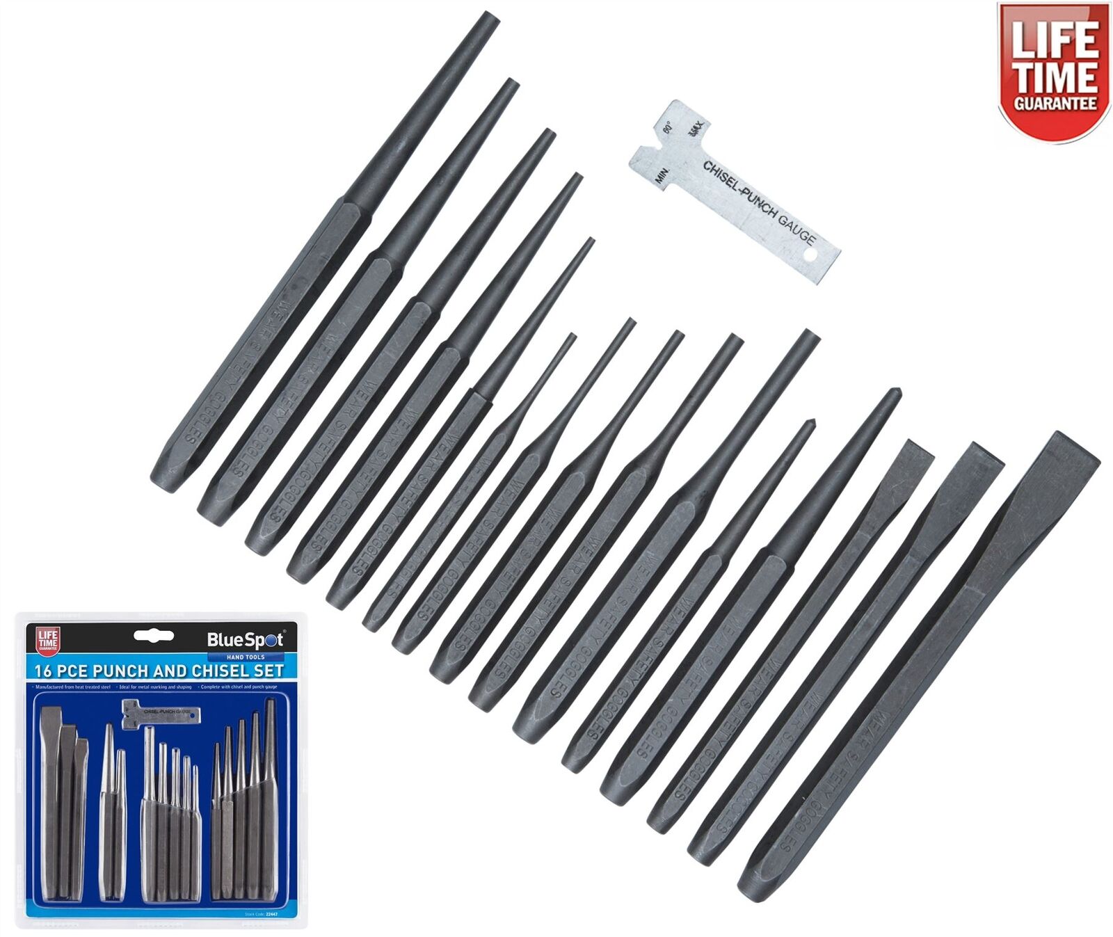 Bluespot Punch & Chisel Set 16 Pc Cold Chisels Cente Pin Taper Parallel 22447 Bluespot Punch & Chisel Set 16 Pc Cold Chisels Cente Pin Taper Parallel 22447