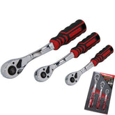 Neilsen Socket Soft Grip Ratchet Curved Handle 1/4" 3/8" 1/2" Set EVA Foam 3pc