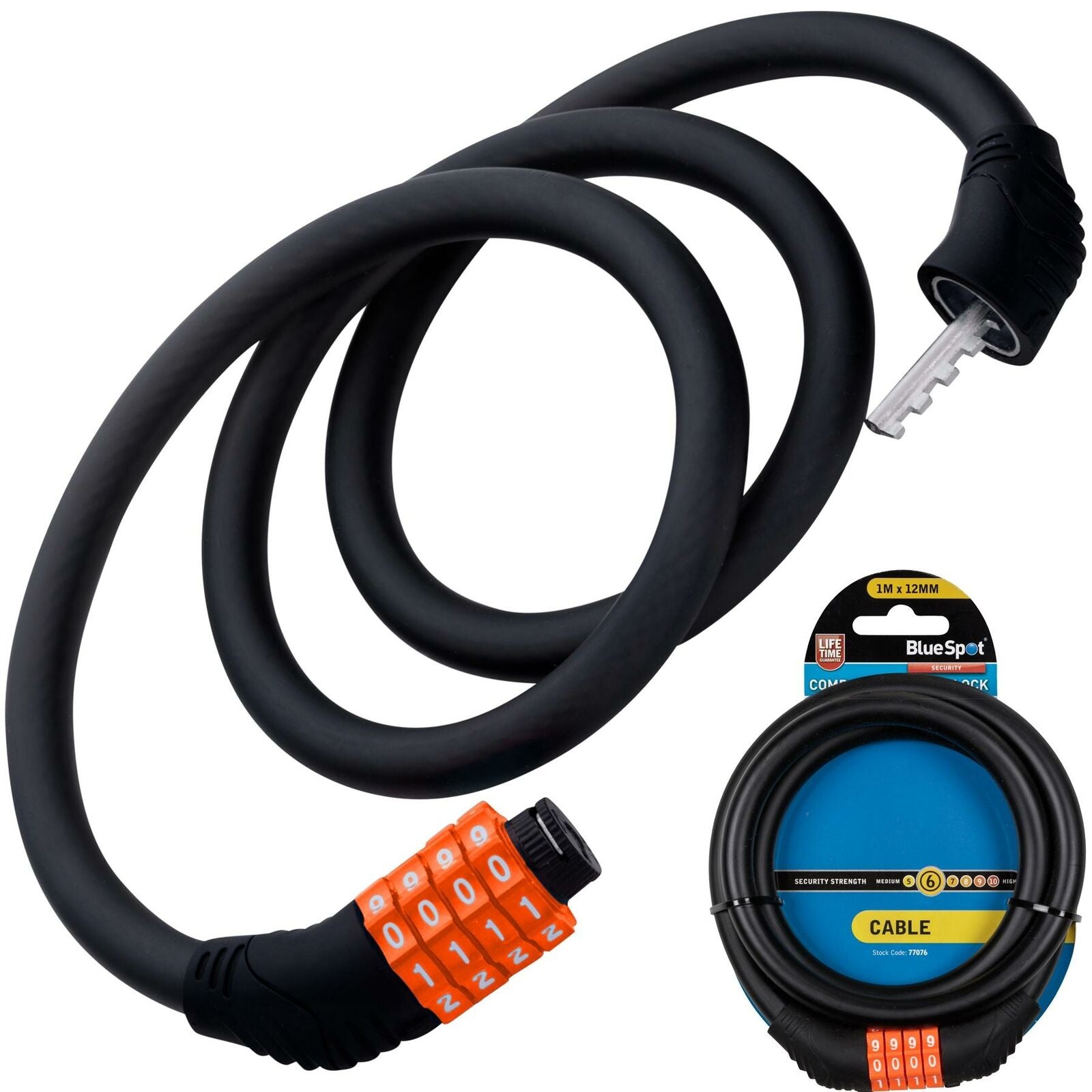 BlueSpot 4 Digit Bicycle Cycle Combination Security Spiral Steel Cable Lock BlueSpot 4 Digit Bicycle Cycle Combination Security Spiral Steel Cable Lock