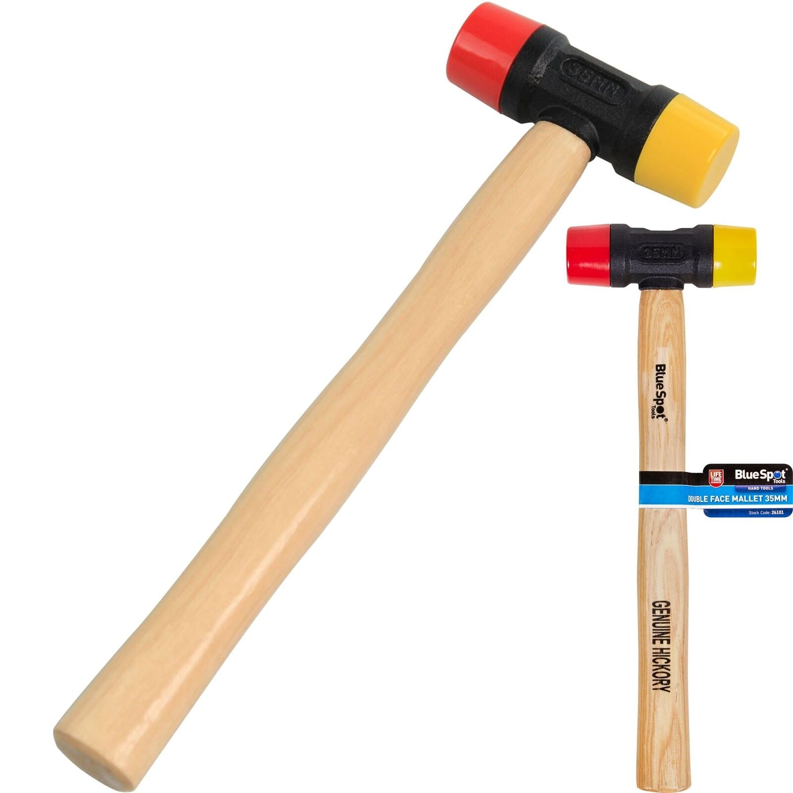 BlueSpot Double Face Rubber Hammer Mallet Hardwood Shaft Grip Handle DIY 35mm BlueSpot Double Face Rubber Hammer Mallet Hardwood Shaft Grip Handle DIY 35mm