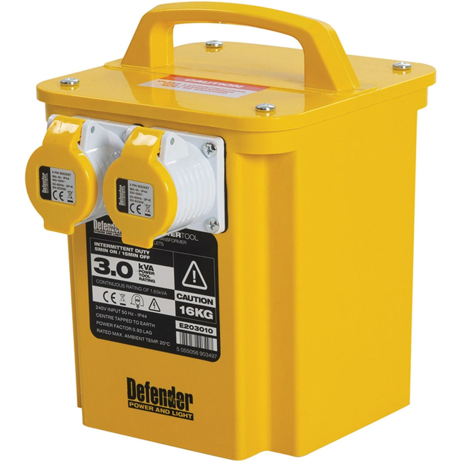 Defender 3KVA Portable Site Transformer 110V Twin 16 AMP Outlet Power Tool Defender 3KVA Portable Site Transformer 110V Twin 16 AMP Outlet Power Tool