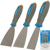 Silverline 3pc Expert Soft Grip Wallpaper Stripper Filling Knife Scraper Set