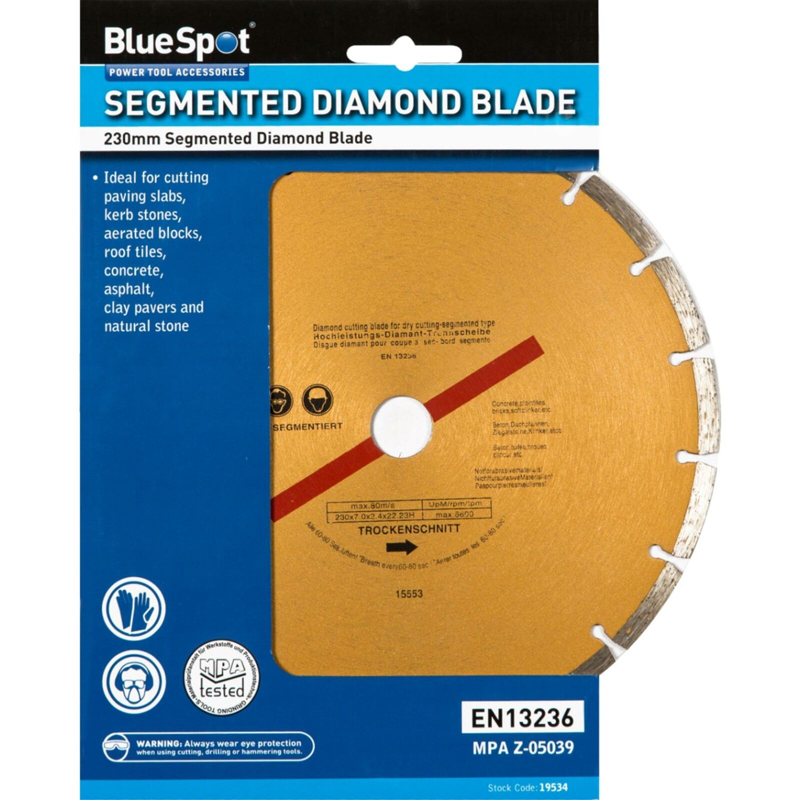 BlueSpot Segmented Diamond Cutting Blade Disc Masonry Brick Grinder 230mm 9" BlueSpot Segmented Diamond Cutting Blade Disc Masonry Brick Grinder 230mm 9"