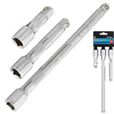 BlueSpot 3pc 1/2" Drive Socket Extension Bar Set 75mm 150mm 250mm Long Reach