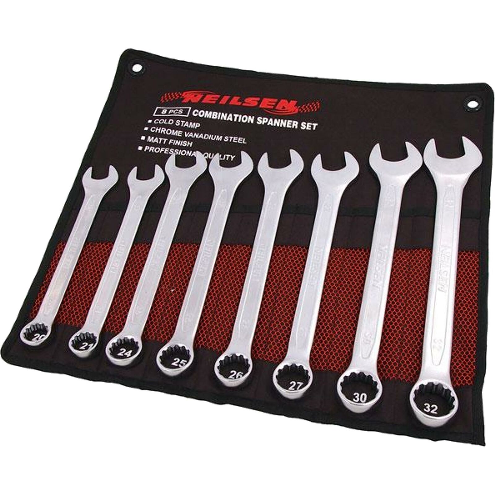 Neilsen Spanner Set Cold Stamped Metric Combination Wrench 20mm - 32mm 8pc Neilsen Spanner Set Cold Stamped Metric Combination Wrench 20mm - 32mm 8pc