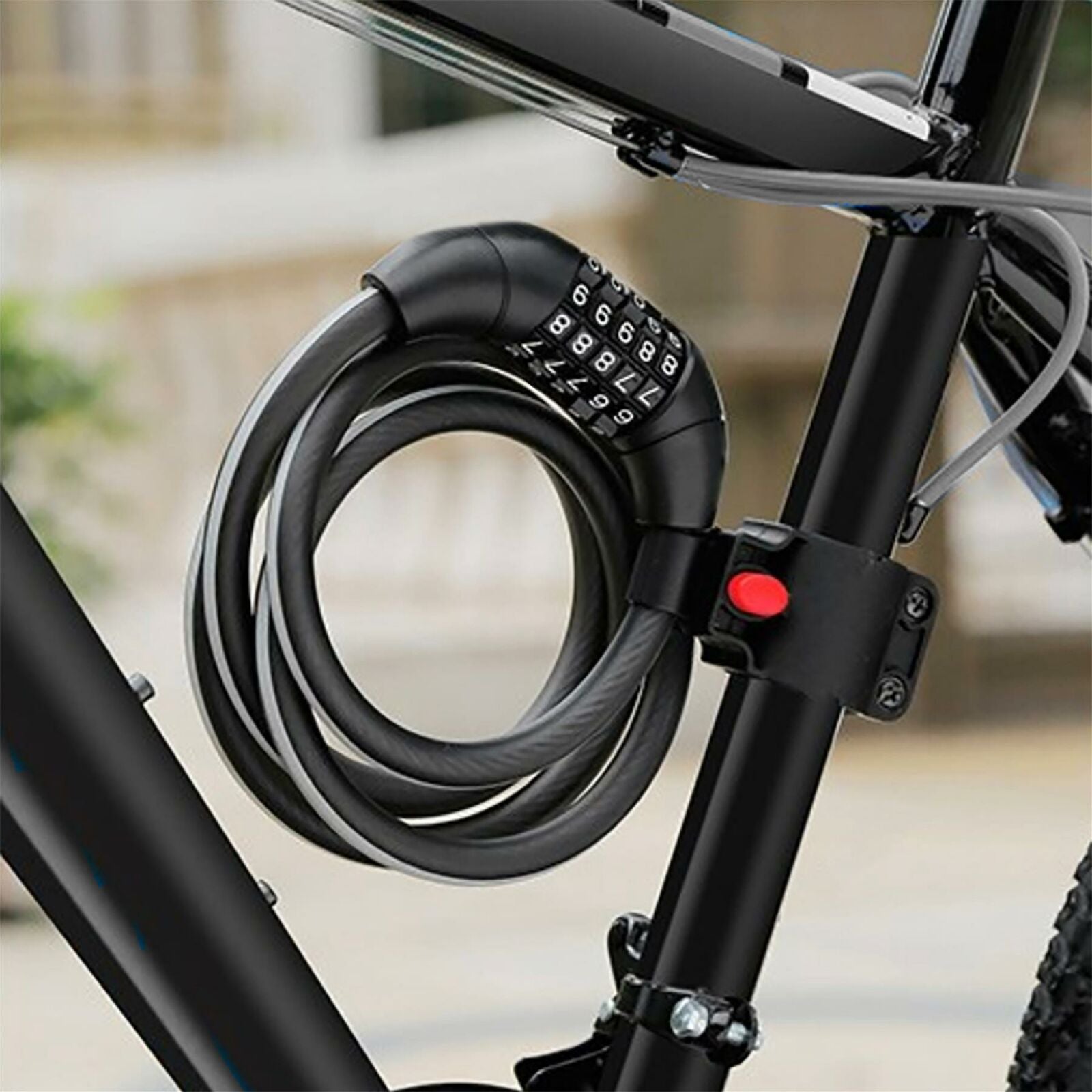 Dekton 4 Digit Combination Security Spiral Steel Cable Lock Bike 10mm x 1.2m Dekton 4 Digit Combination Security Spiral Steel Cable Lock Bike 10mm x 1.2m