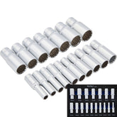 Bluespot 17pc 3/8" Metric Long Reach Deep Sockets 8-24mm In Eva Foam Set