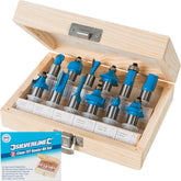 Silverline 12pc TCT Edge Cutting Router Bits 12mm Shank Grooving Rounding Set