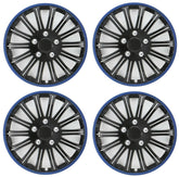 Streetwize Car Wheel Trim Set 14" Black Blue Ring Rims Set Of 4 Hub Caps Covers