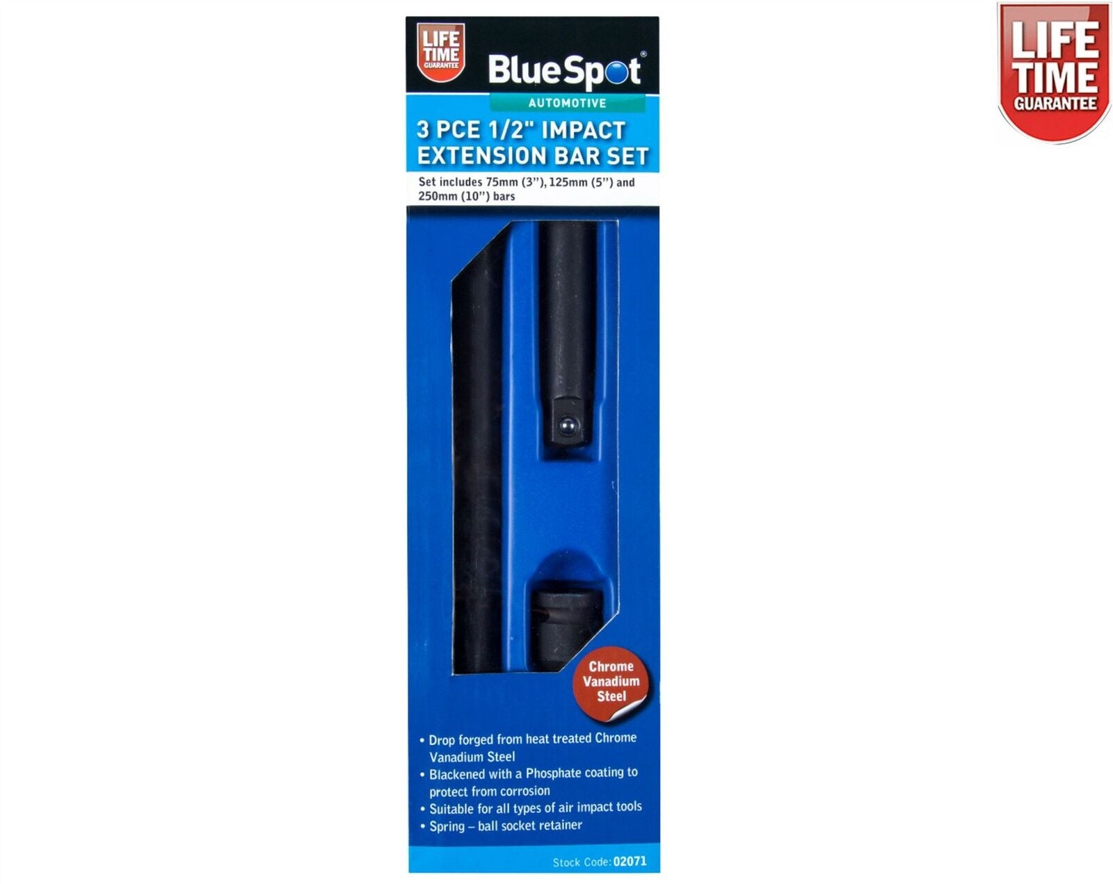 Bluespot IMPACT Extension Bars 1/2" 3pc Long Reach bar Set 1/2Inch Drive 02071 Bluespot IMPACT Extension Bars 1/2" 3pc Long Reach bar Set 1/2Inch Drive 02071