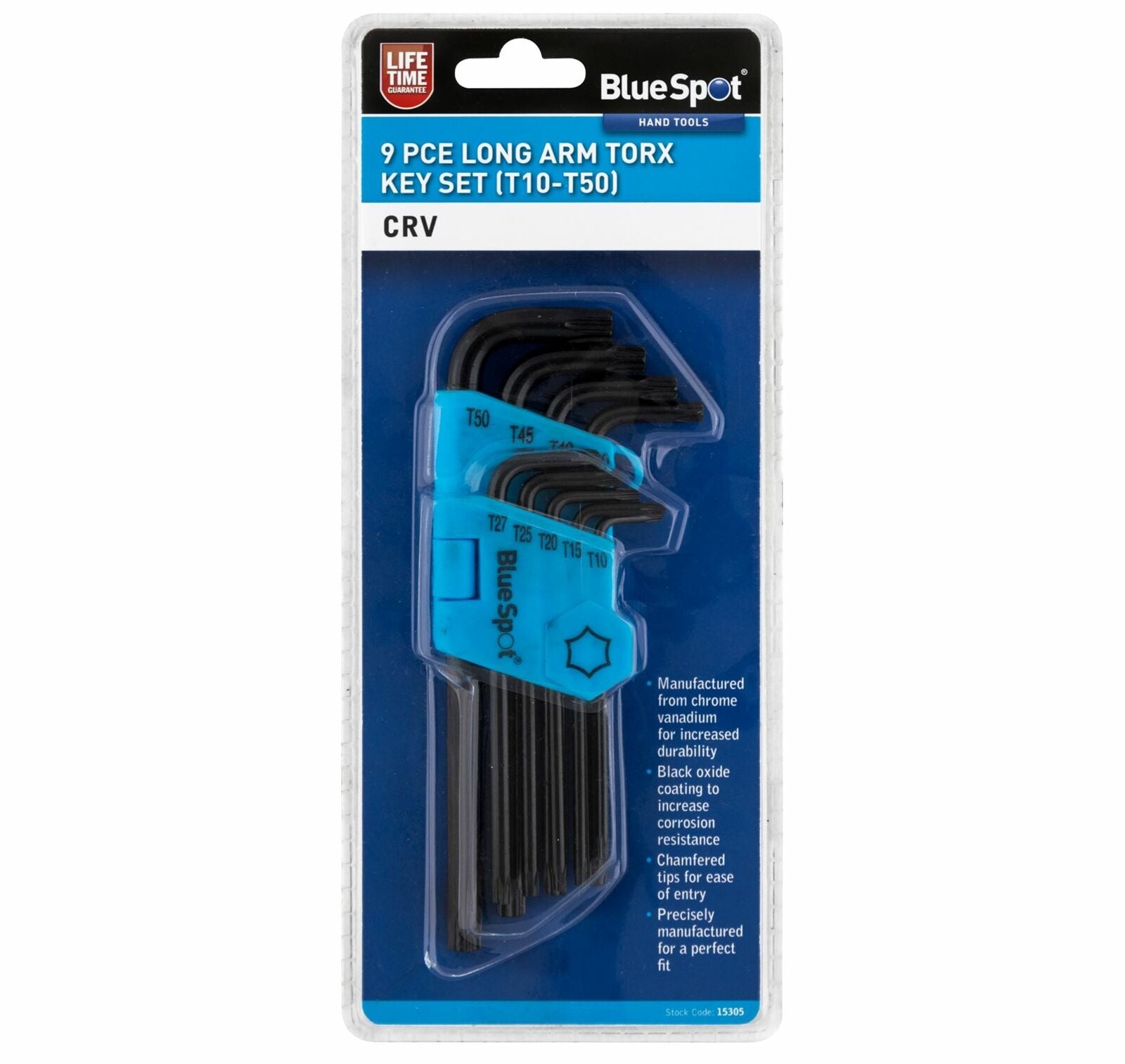 Bluespot Long Arm Star Torx Allen Key Wrench Set T10 - T50 9 Pc Black Oxide Keys Bluespot Long Arm Star Torx Allen Key Wrench Set T10 - T50 9 Pc Black Oxide Keys