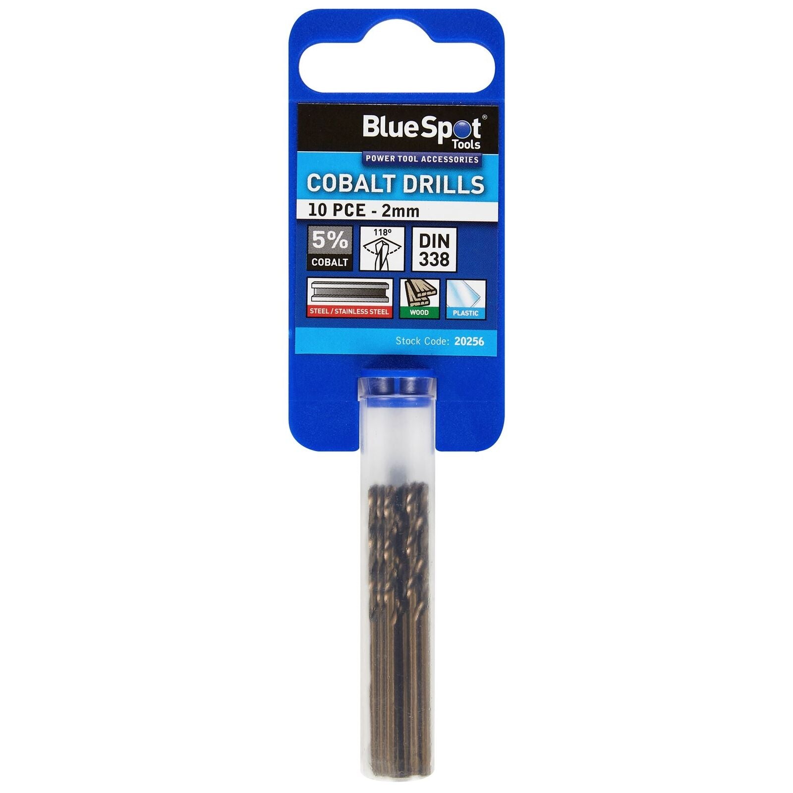 BlueSpot Metal Hss Cobalt Drill Bits Set 10pc 2mm For Steel Wood Plastic BlueSpot Metal Hss Cobalt Drill Bits Set 10pc 2mm For Steel Wood Plastic