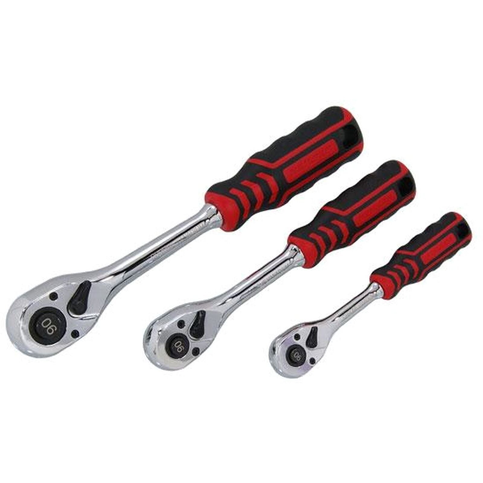 Neilsen Socket Soft Grip Ratchet Handle 1/4" 3/8" 1/2" 90T Set In EVA Foam 3pc Neilsen Socket Soft Grip Ratchet Handle 1/4" 3/8" 1/2" 90T Set In EVA Foam 3pc