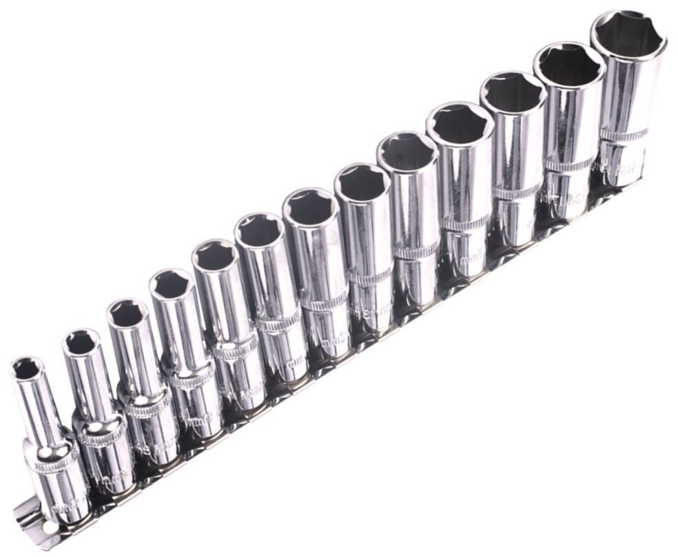 Bluespot Metric Deep Socket Set/ Long Reach Sockets On Rail 3/8" Drive 6-19mm Bluespot Metric Deep Socket Set/ Long Reach Sockets On Rail 3/8" Drive 6-19mm