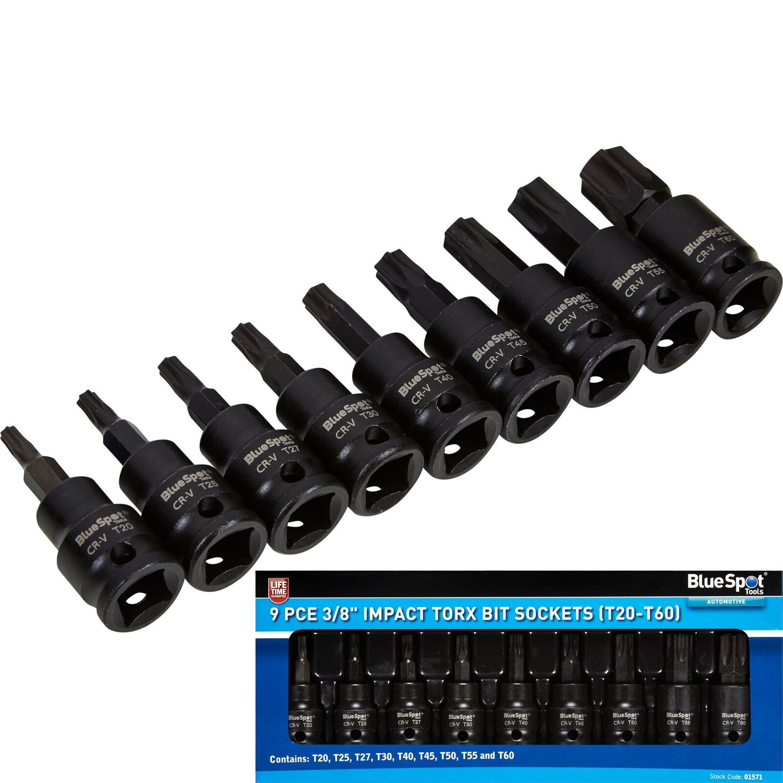 BlueSpot Impact Key Torx 3/8" Drive Bit Socket Set T20 ? T70 Bits 9pc BlueSpot Impact Key Torx 3/8" Drive Bit Socket Set T20 ? T70 Bits 9pc