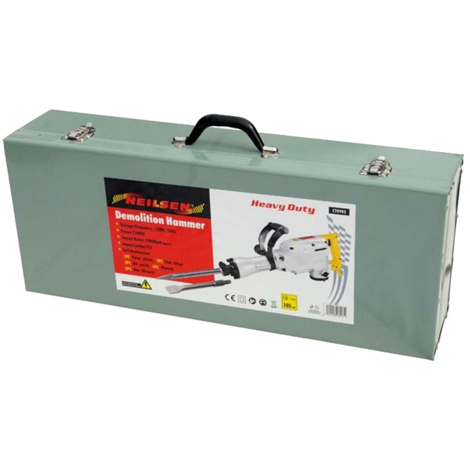Neilsen 240v Electric Demolition Jack Hammer Drill Concrete Breaker Chisel 1500w Neilsen 240v Electric Demolition Jack Hammer Drill Concrete Breaker Chisel 1500w