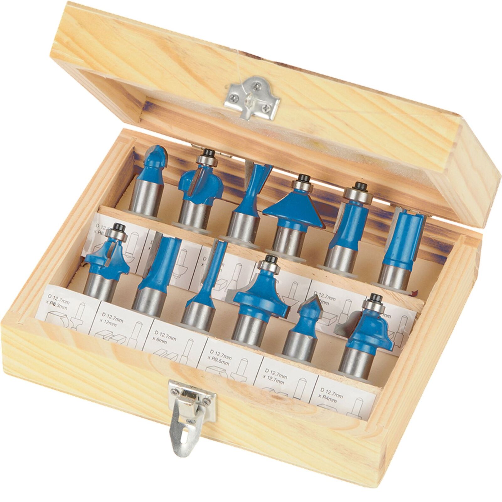 Silverline 12pc TCT Edge Cutting Router Bits 1/2" Shank Grooving Rounding Set Silverline 12pc TCT Edge Cutting Router Bits 1/2" Shank Grooving Rounding Set
