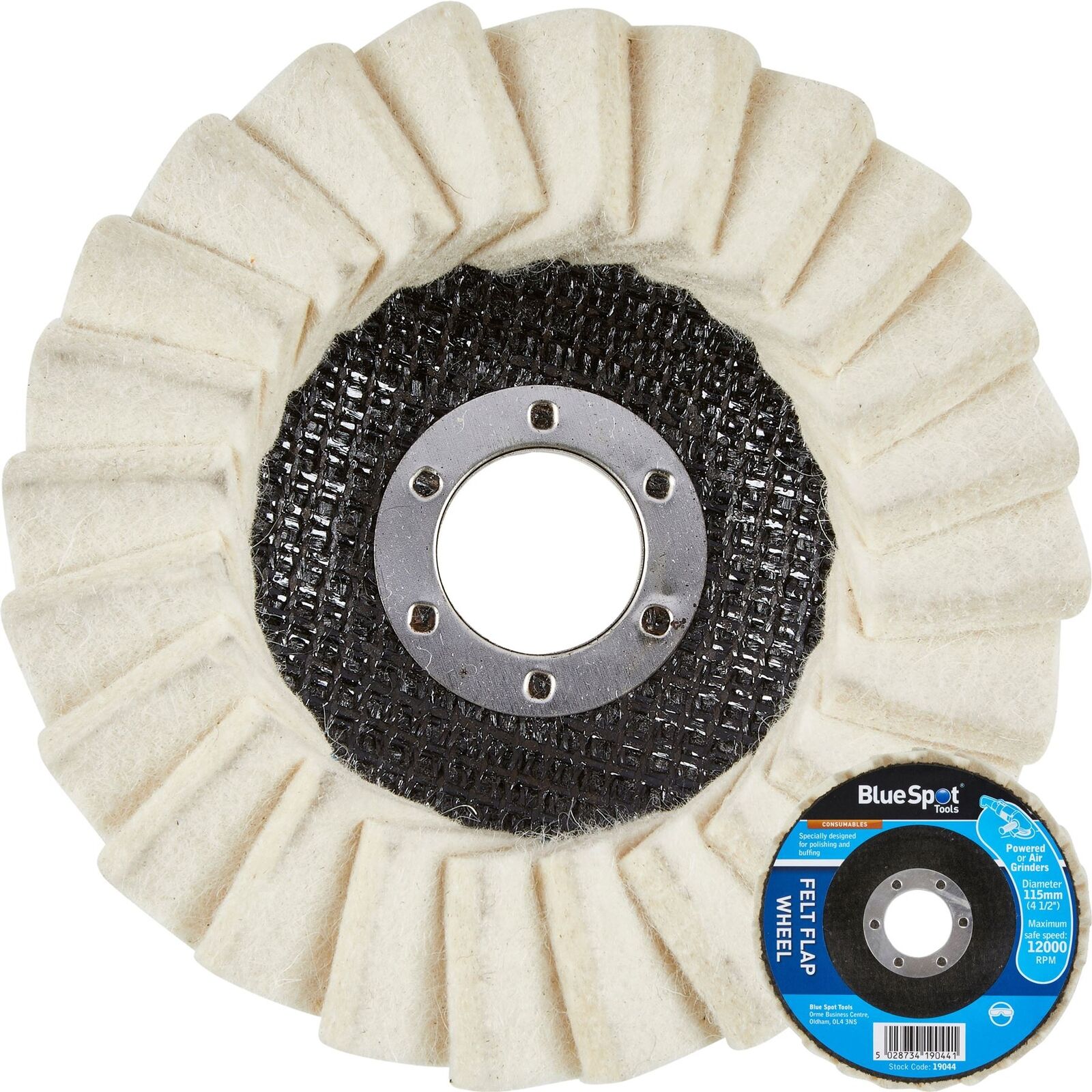 BlueSpot Flap Felt Disc Polishing Angle Grinder Buffing Wheel Metal 115mm 4 1/2" BlueSpot Flap Felt Disc Polishing Angle Grinder Buffing Wheel Metal 115mm 4 1/2"