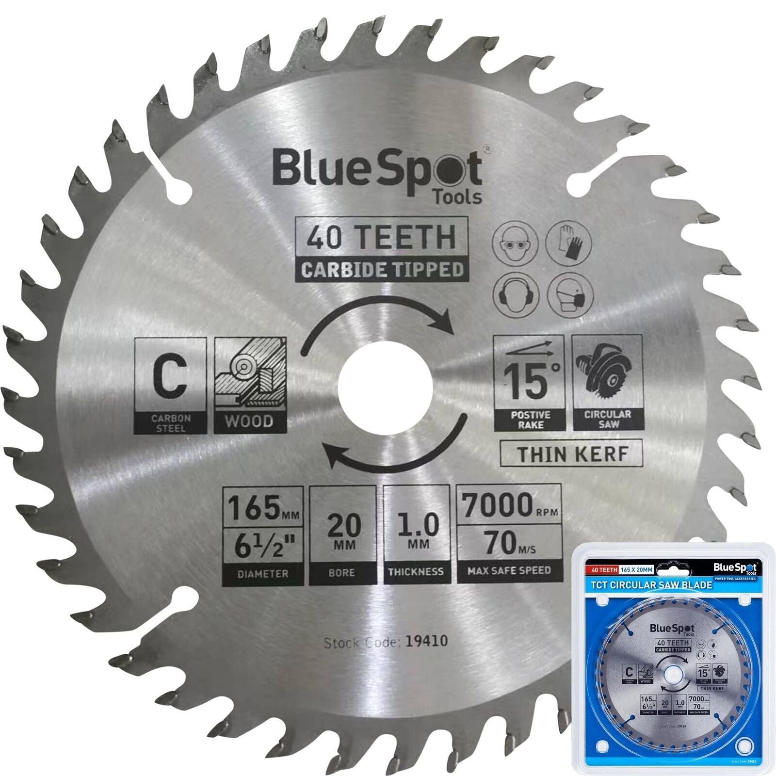 BlueSpot 165mm Tct Circular Mitre Saw Blade Blades 20mm Bore 40 Teeth BlueSpot 165mm Tct Circular Mitre Saw Blade Blades 20mm Bore 40 Teeth