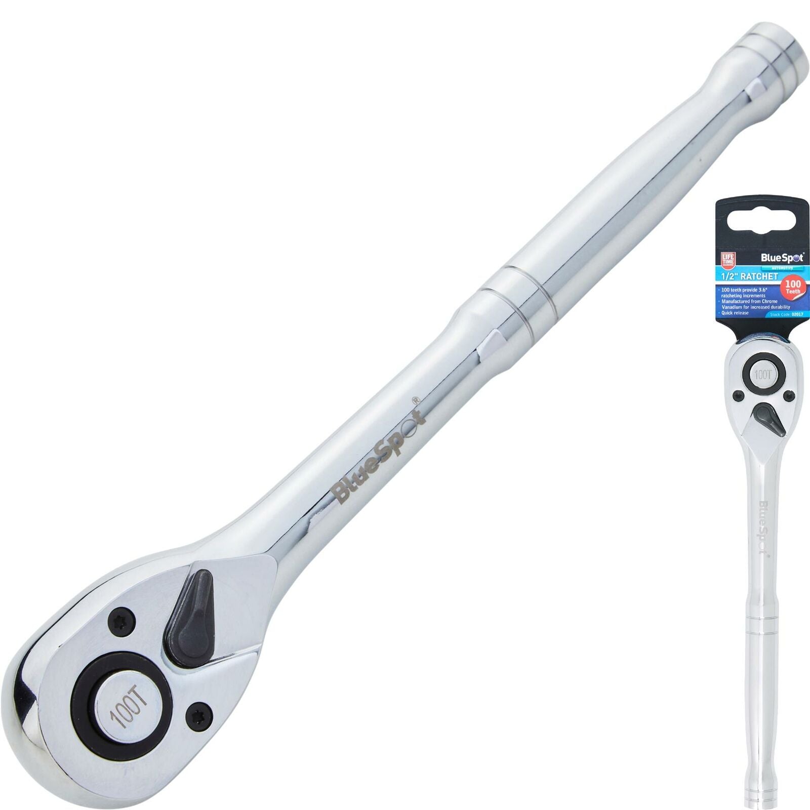 BlueSpot Socket Ratchet Handle Quick Release 100 Teeth 1/2" Tool BlueSpot Socket Ratchet Handle Quick Release 100 Teeth 1/2" Tool