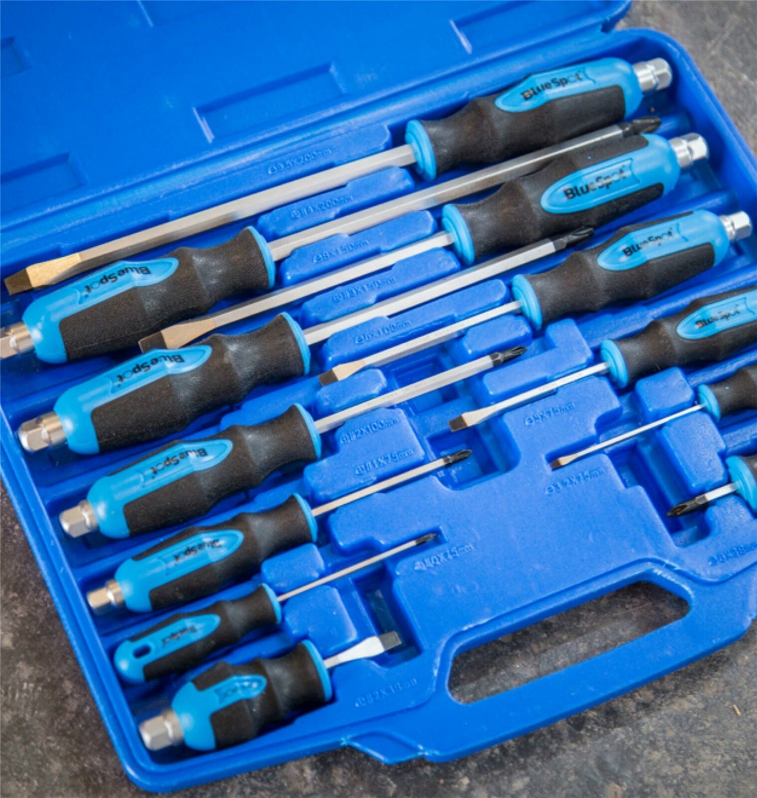 BlueSpot Screwdriver Set Hex Impact Bolster Handle Magnetic Tip Screwdrivers BlueSpot Screwdriver Set Hex Impact Bolster Handle Magnetic Tip Screwdrivers