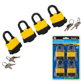 Bluespot 4pc Waterproof 40mm Steel Shackle Outdoor Security Padlock & Keys Alike