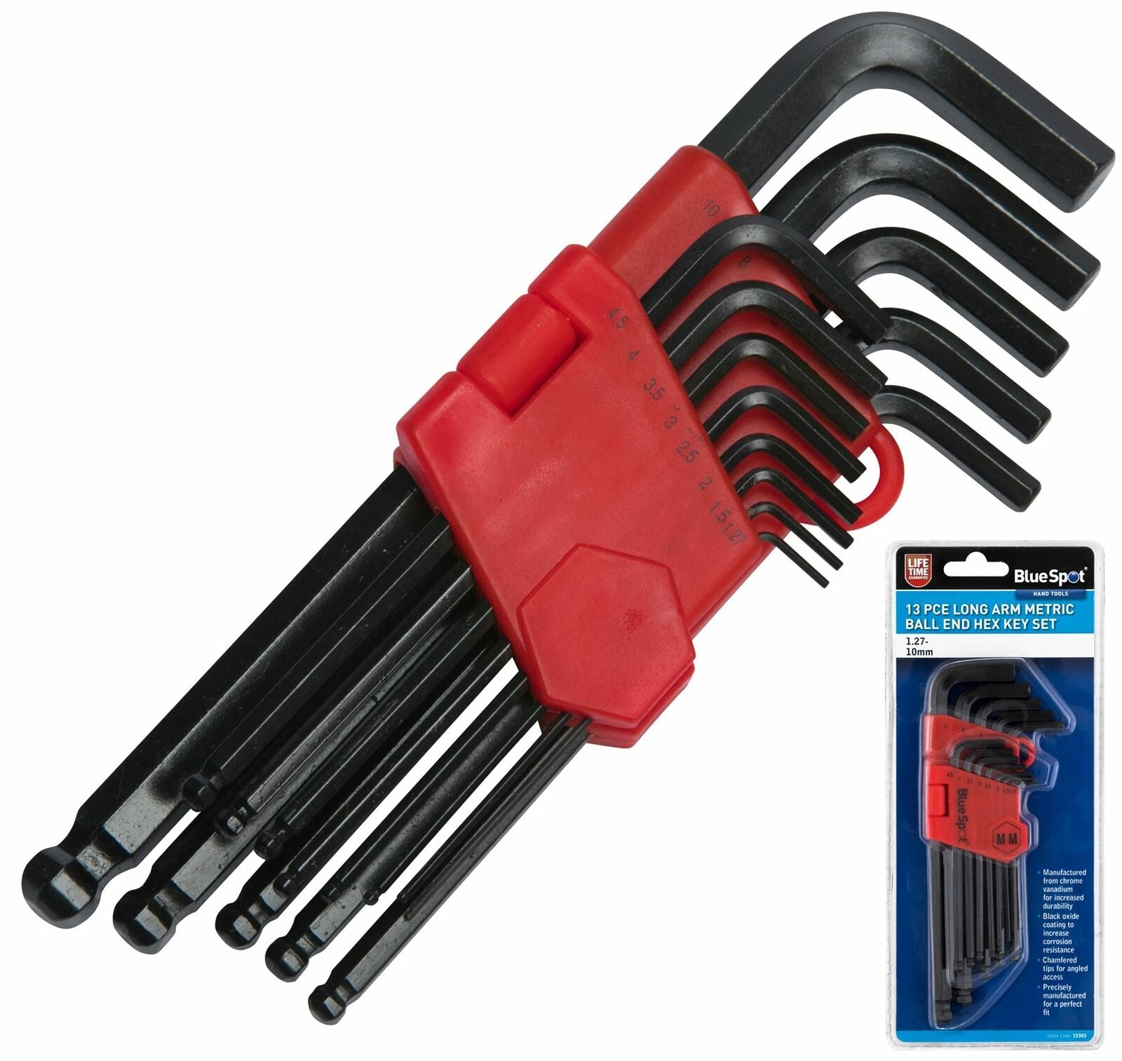 BlueSpot Long Metric Ball Point Hex Allen Key Set Allan Alan 1.27 - 10mm 13 Pc BlueSpot Long Metric Ball Point Hex Allen Key Set Allan Alan 1.27 - 10mm 13 Pc