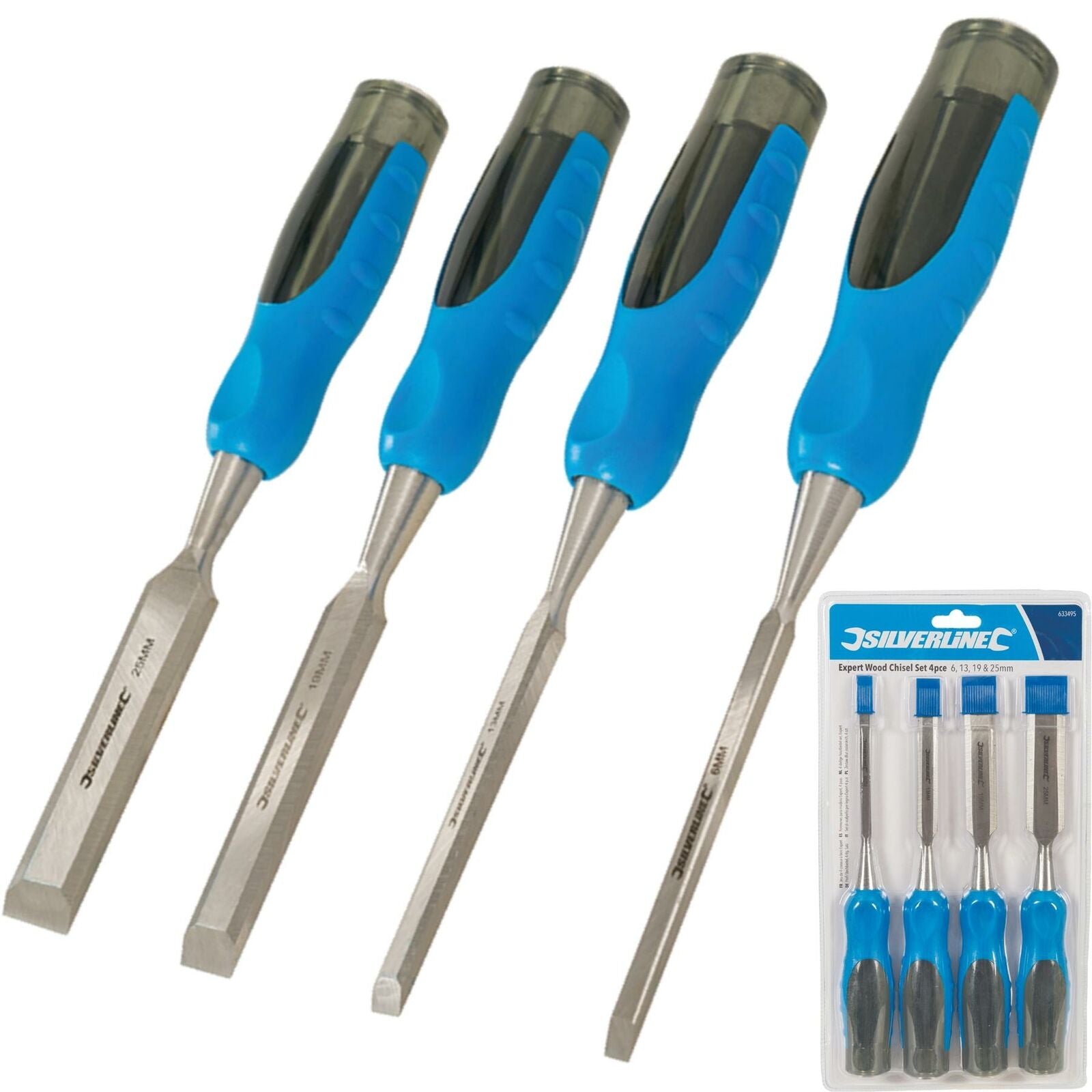 Silverline 4pc Wood Bevel Edge Carpentry Joiner Woodwork Chisel Expert Set Silverline 4pc Wood Bevel Edge Carpentry Joiner Woodwork Chisel Expert Set