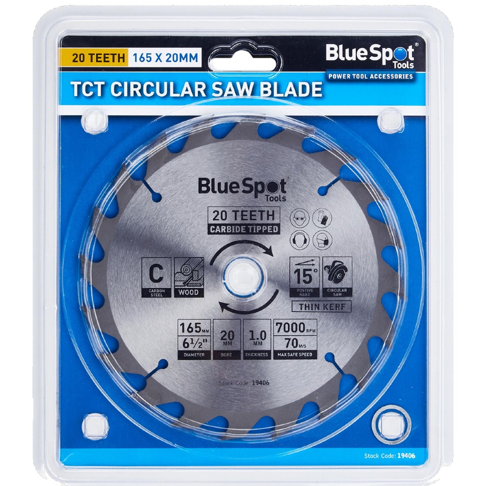 BlueSpot 165mm Tct Circular Mitre Saw Blade Blades 20mm Bore 20 Teeth BlueSpot 165mm Tct Circular Mitre Saw Blade Blades 20mm Bore 20 Teeth