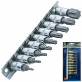 BlueSpot 9pc Male Torx Bit Star Socket Set T10 -T60 Trx 1/4" Drive Sockets