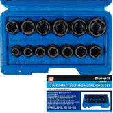 BlueSpot 13pc Impact Stud Socket Extractor Set Damaged Nut Bolt Remover 3/8"