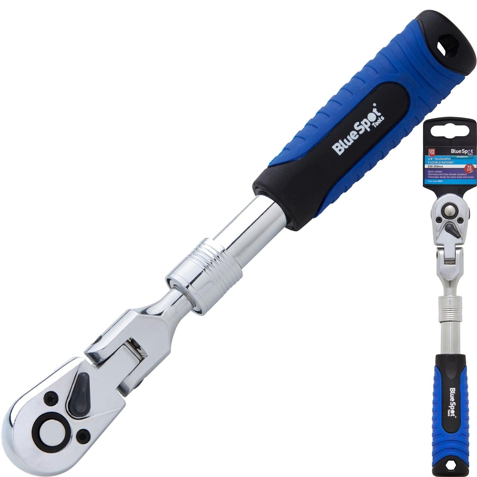 BlueSpot Socket Telescopic Flexible Ratchet Handle Quick Release 3/8" 250-350mm BlueSpot Socket Telescopic Flexible Ratchet Handle Quick Release 3/8" 250-350mm